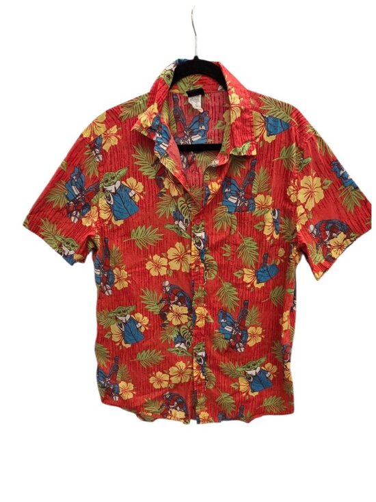 Star Wars Other - Star Wars Shirt Mens LG Red Grogu Mandalorian Hawaiian Short Sleeve Button Up